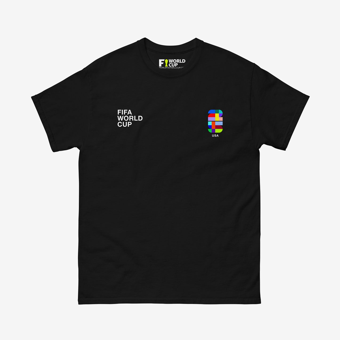 FIFA 2025 branded black tee with '25' logo 'FIFA World Cup' text – From worldfootballcup.com