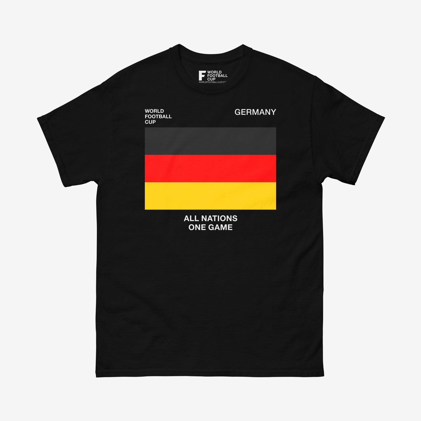Germany 2025 FIFA World Cup shirt featuring German flag and national team graphics on black tee – From worldfootballcup.com