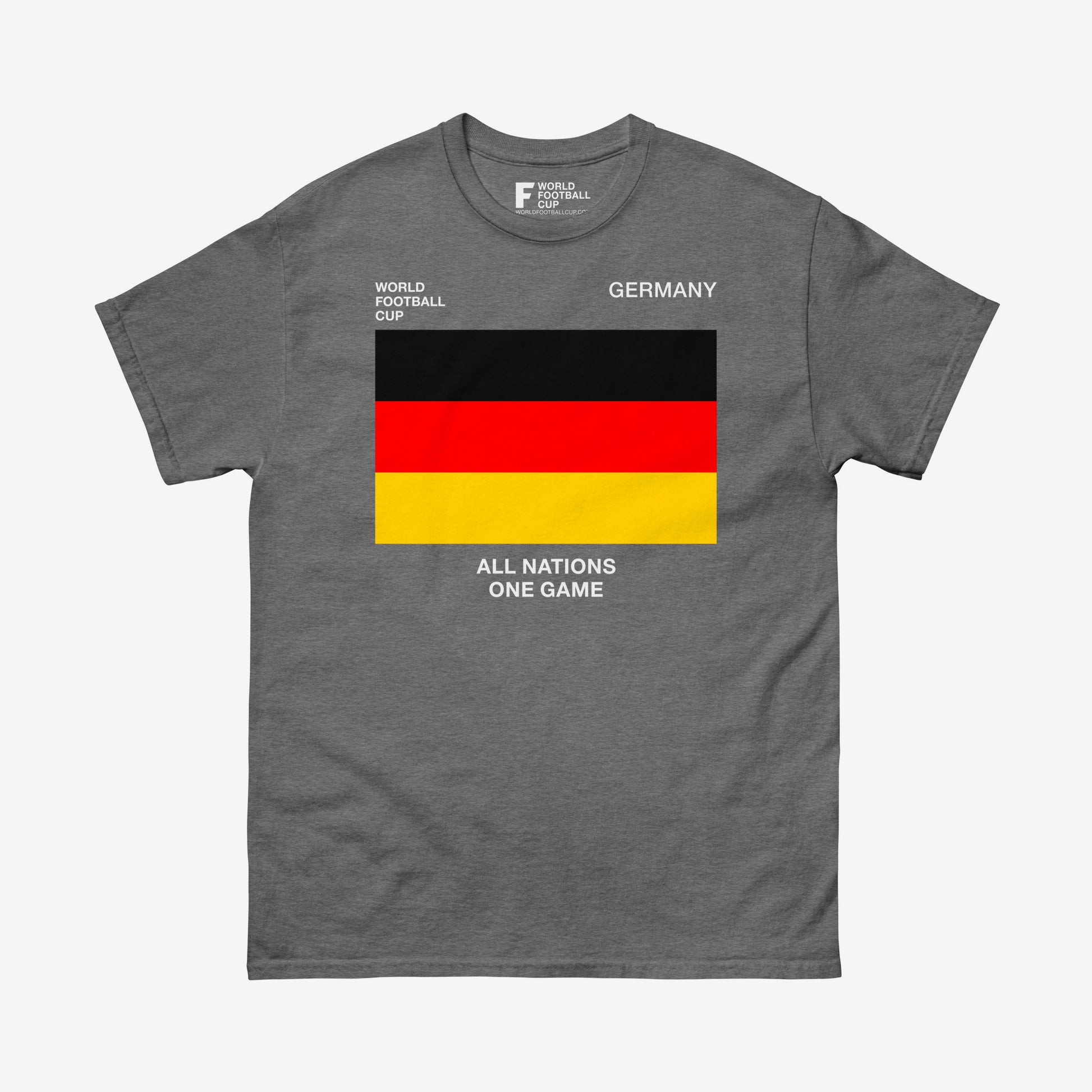 Germany 2025 FIFA World Cup shirt featuring German flag and national team graphics on grey tee – From worldfootballcup.com