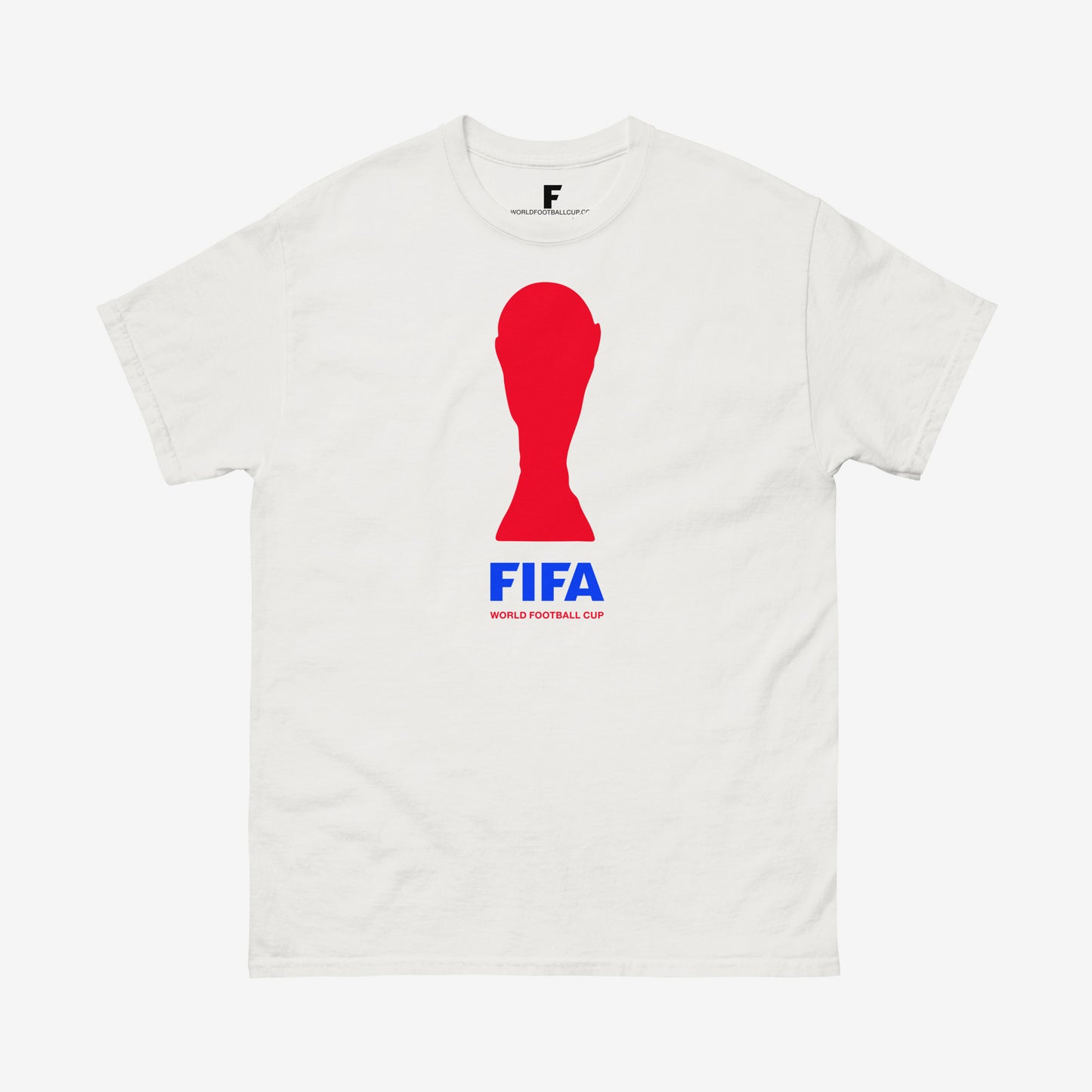 USA 2025 football tee with FIFA Cup logo in red and blue on white cotton – From worldfootballcup.com