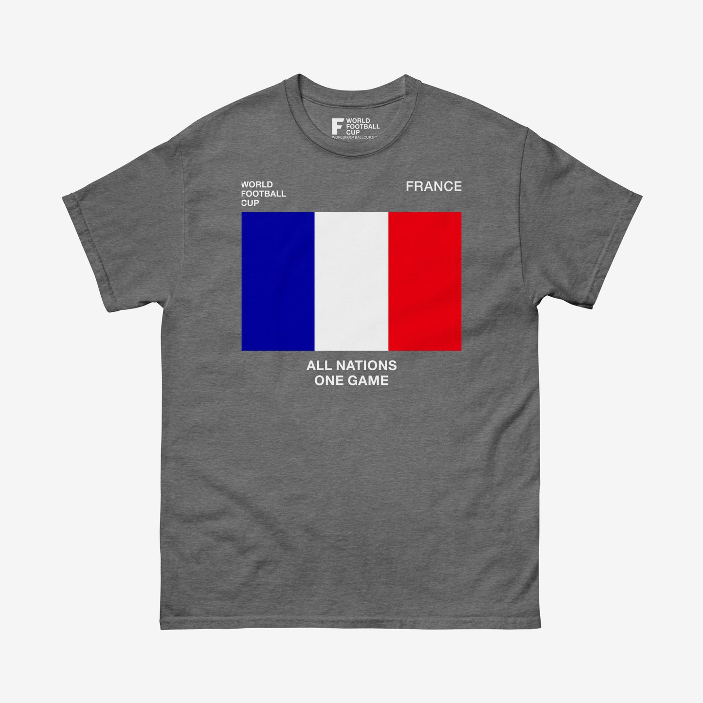 France 2025 World Cup shirt with French flag and FIFA graphics on grey tee – From worldfootballcup.com