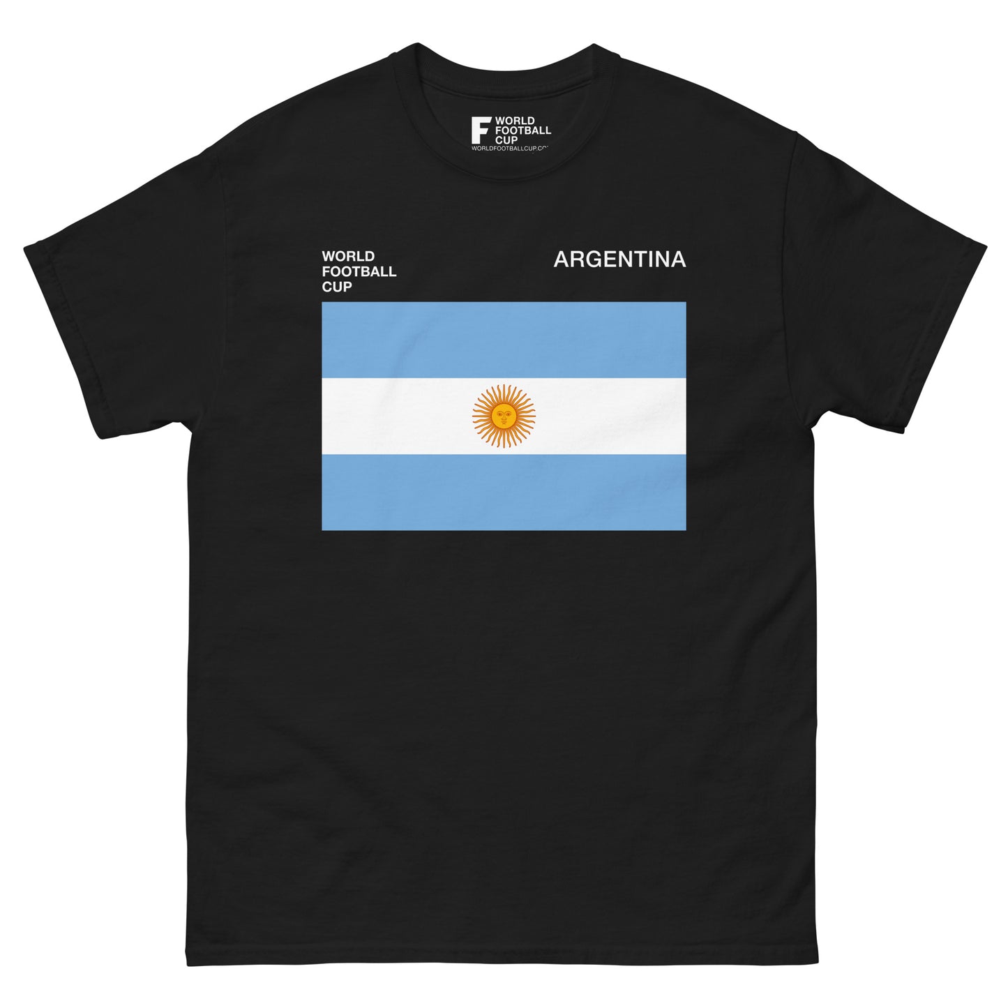 Fifa World Cup shirt with Argentinian flag on black tee – From worldfootballcup.com.