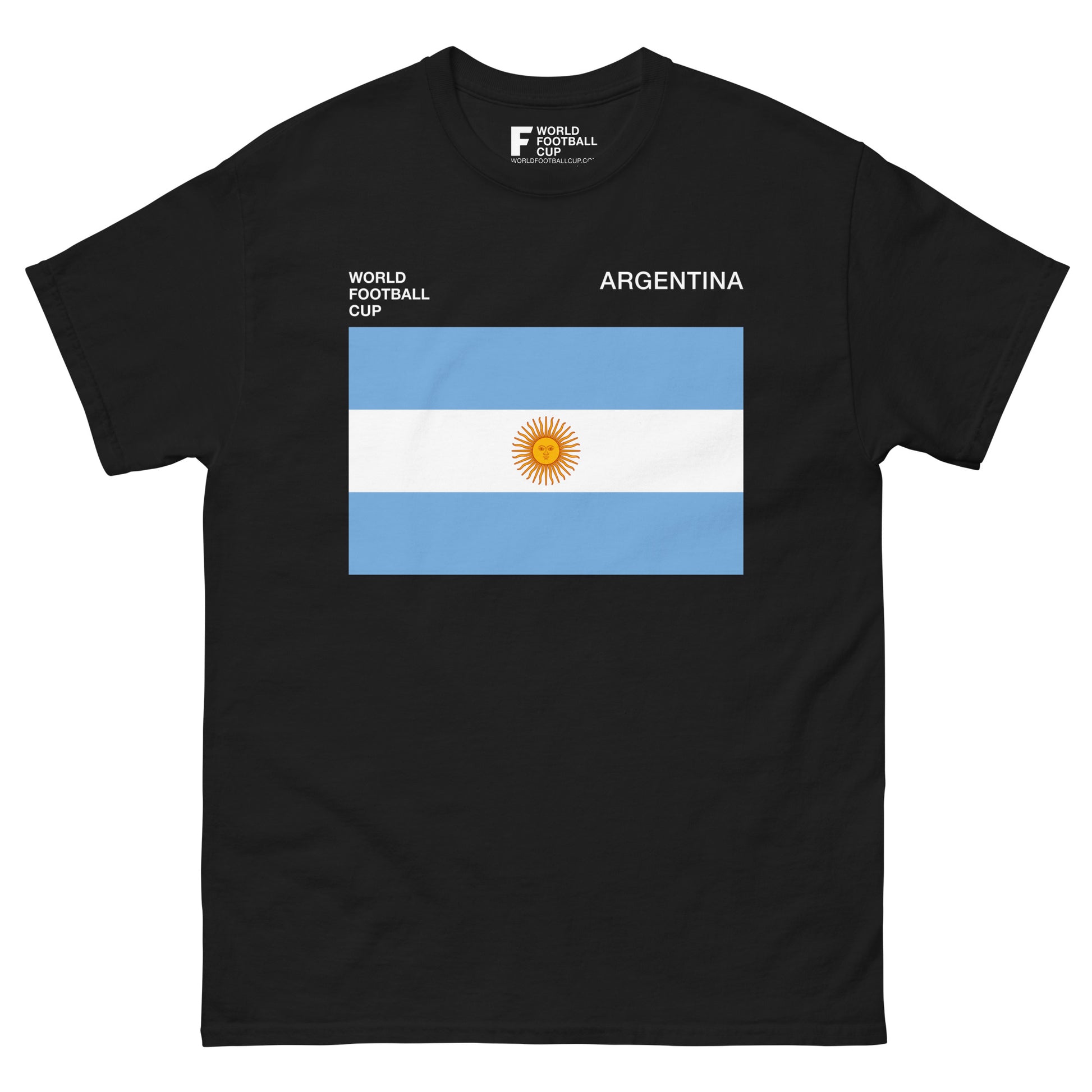 Fifa World Cup shirt with Argentinian flag on black tee – From worldfootballcup.com.